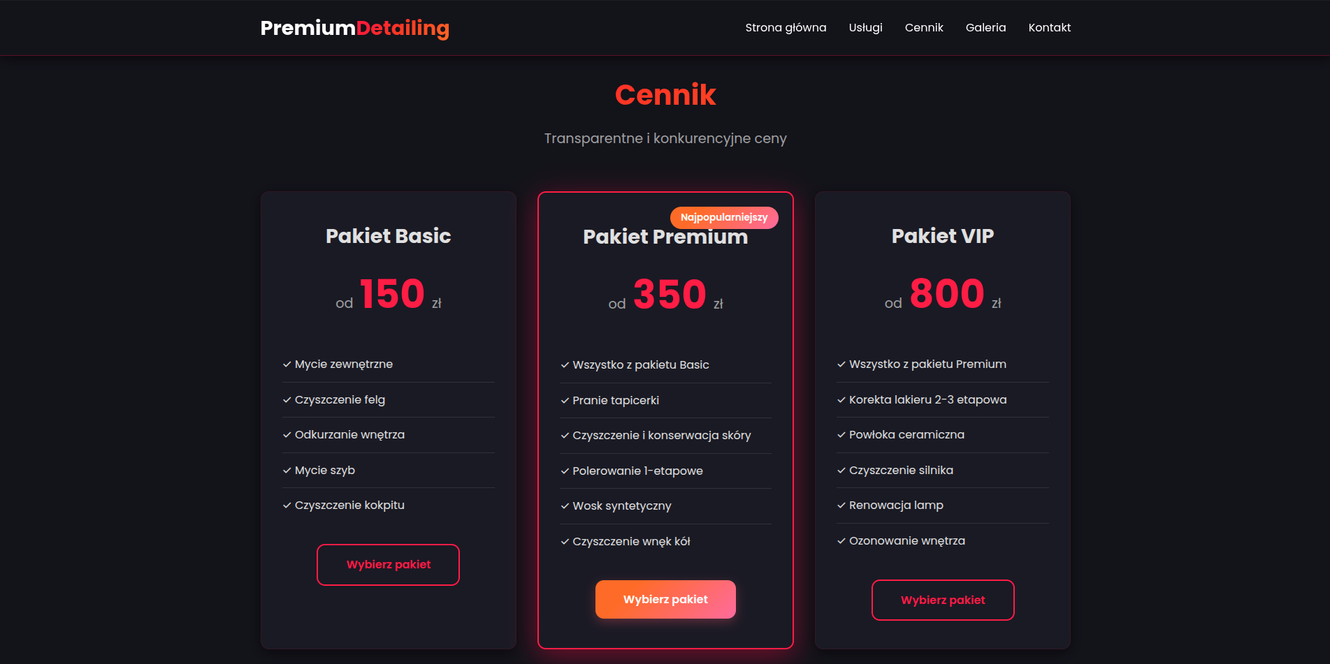 Detailing.base-it.pl - Strona docelowa dla firmy detailingowej
